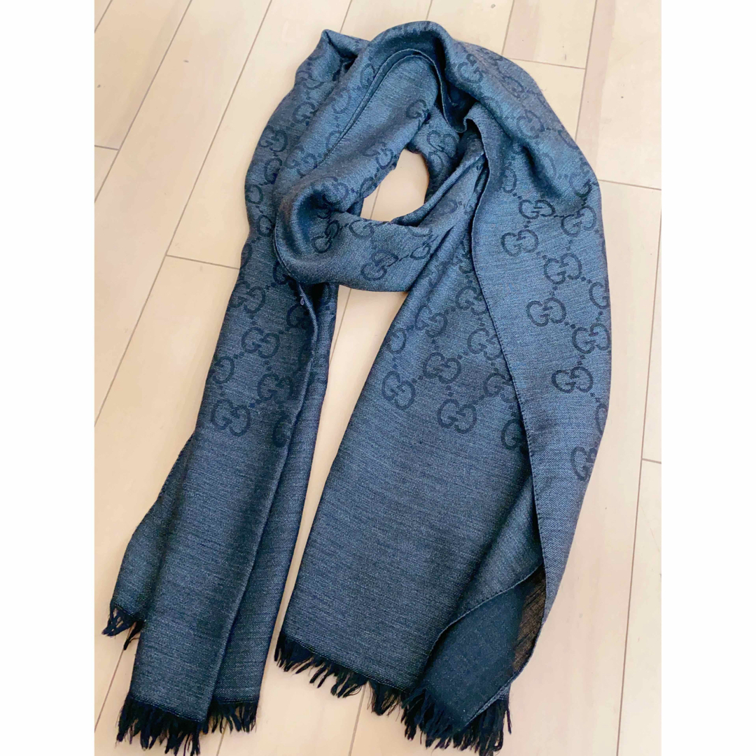 Gucci - Q087 極美品 グッチ マフラー GG ストール ウール シルク シマ