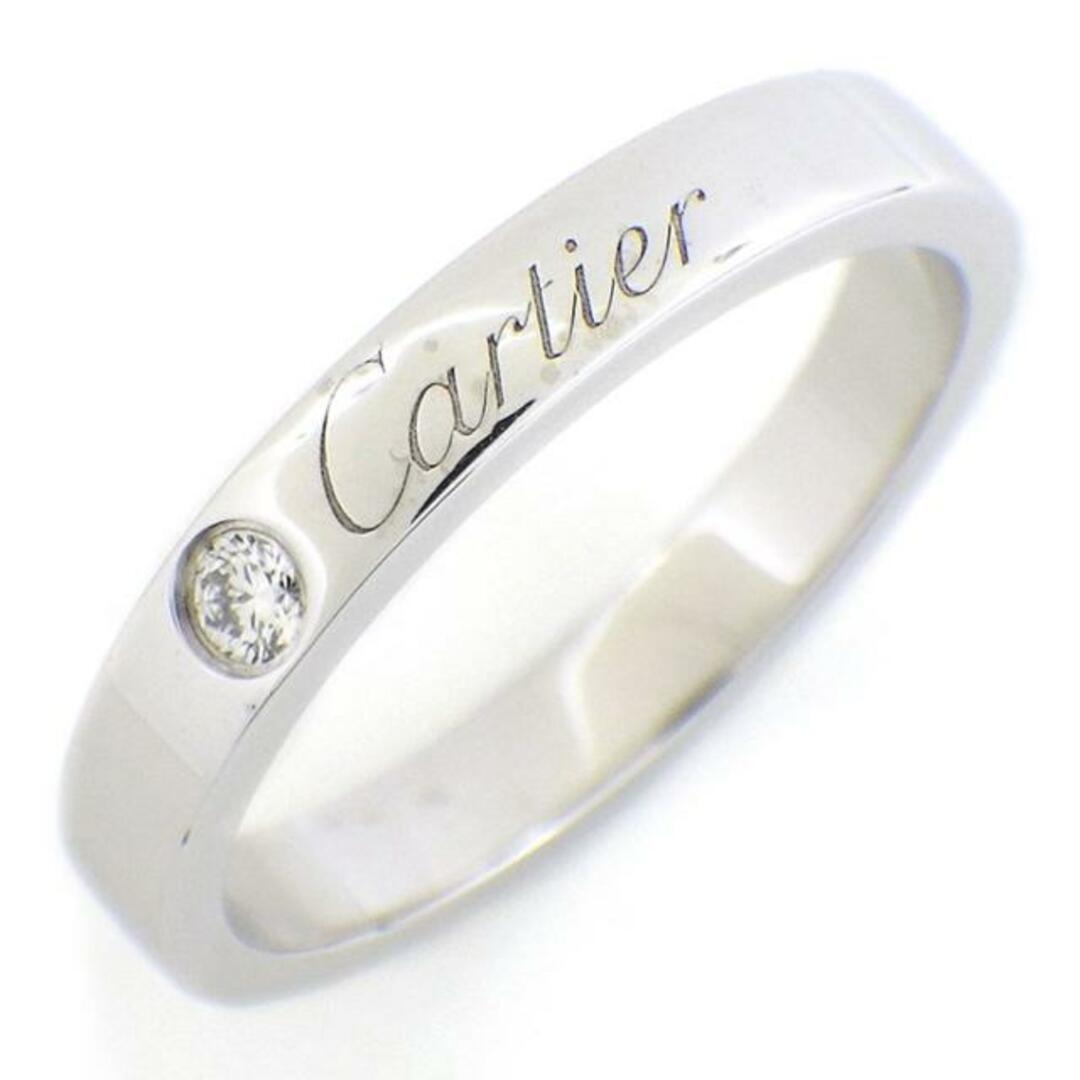 カルティエ Cartier リング C ドゥ カルティエ ウェディング バンド B4051300 エングレーブド ロゴ 3mm 1ポイント ダイヤモンド 0.03ct PT950 8号 / #48