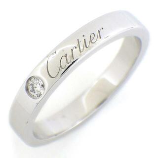 カルティエ(Cartier)のカルティエ Cartier リング C ドゥ カルティエ ウェディング バンド B4051300 エングレーブド ロゴ 1ポイント ダイヤモンド 0.03ct PT950 12号 / #52 【中古】(リング(指輪))
