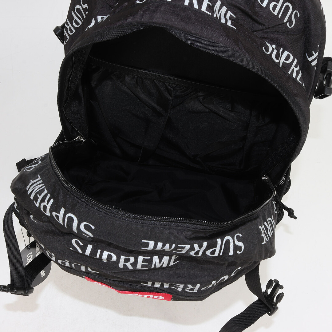 Supreme シュプリーム バッグ リフレクターロゴ 柄 バックパック 3M Reflective Repeat Backpack 16AW  ブラック 黒 カバン 【メンズ】