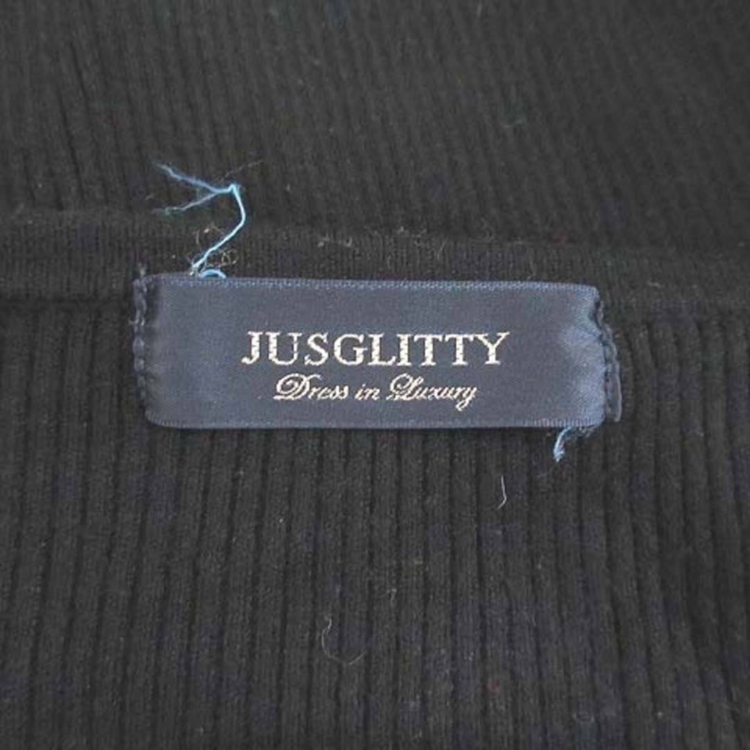 JUSGLITTY(ジャスグリッティー)のジャスグリッティー リブニット カットソー 長袖 レッキスファー 2 黒 レディースのトップス(ニット/セーター)の商品写真