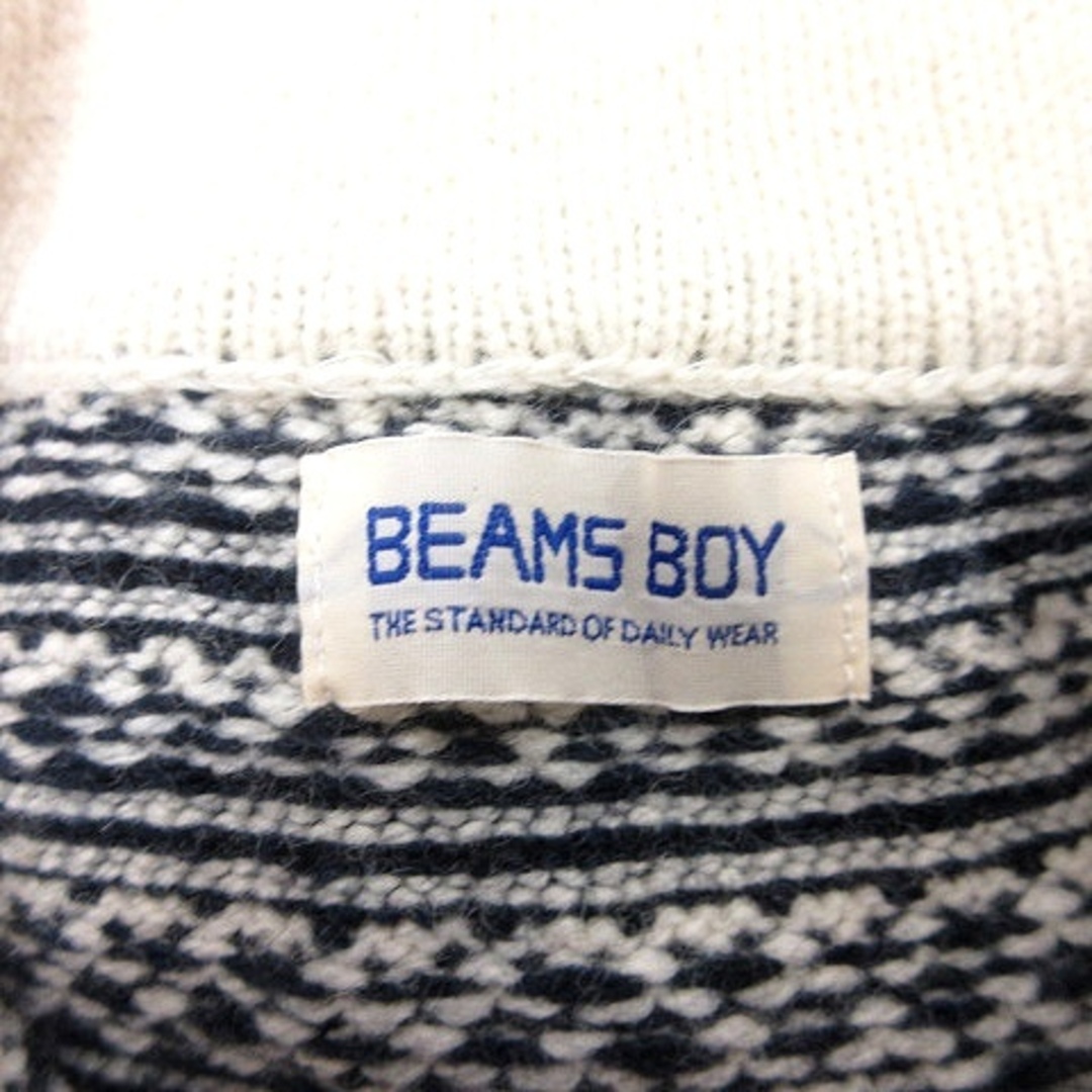 BEAMS BOY(ビームスボーイ)のビームスボーイ ニットセーター ラウンドカラー 総柄 ハート柄 ウール 長袖 白 レディースのトップス(ニット/セーター)の商品写真