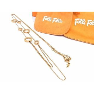 フォリフォリ(Folli Follie)の■美品■ Folli Follie フォリフォリ ラインストーン ロング ネックレス アクセサリー レディース ゴールド系 DD2515(ネックレス)