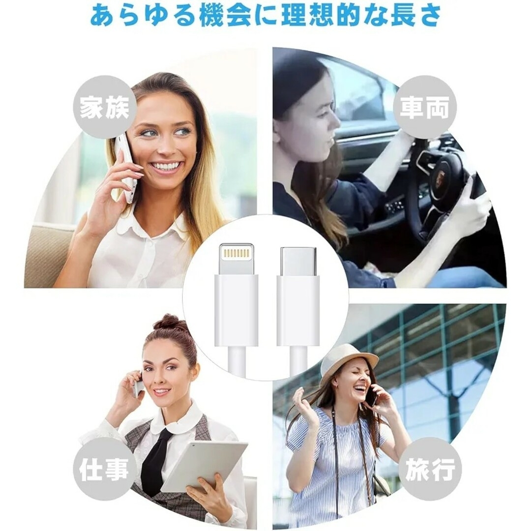 USB-C ライトニングケーブル 1.8M 3本セット スマホ/家電/カメラのスマートフォン/携帯電話(その他)の商品写真