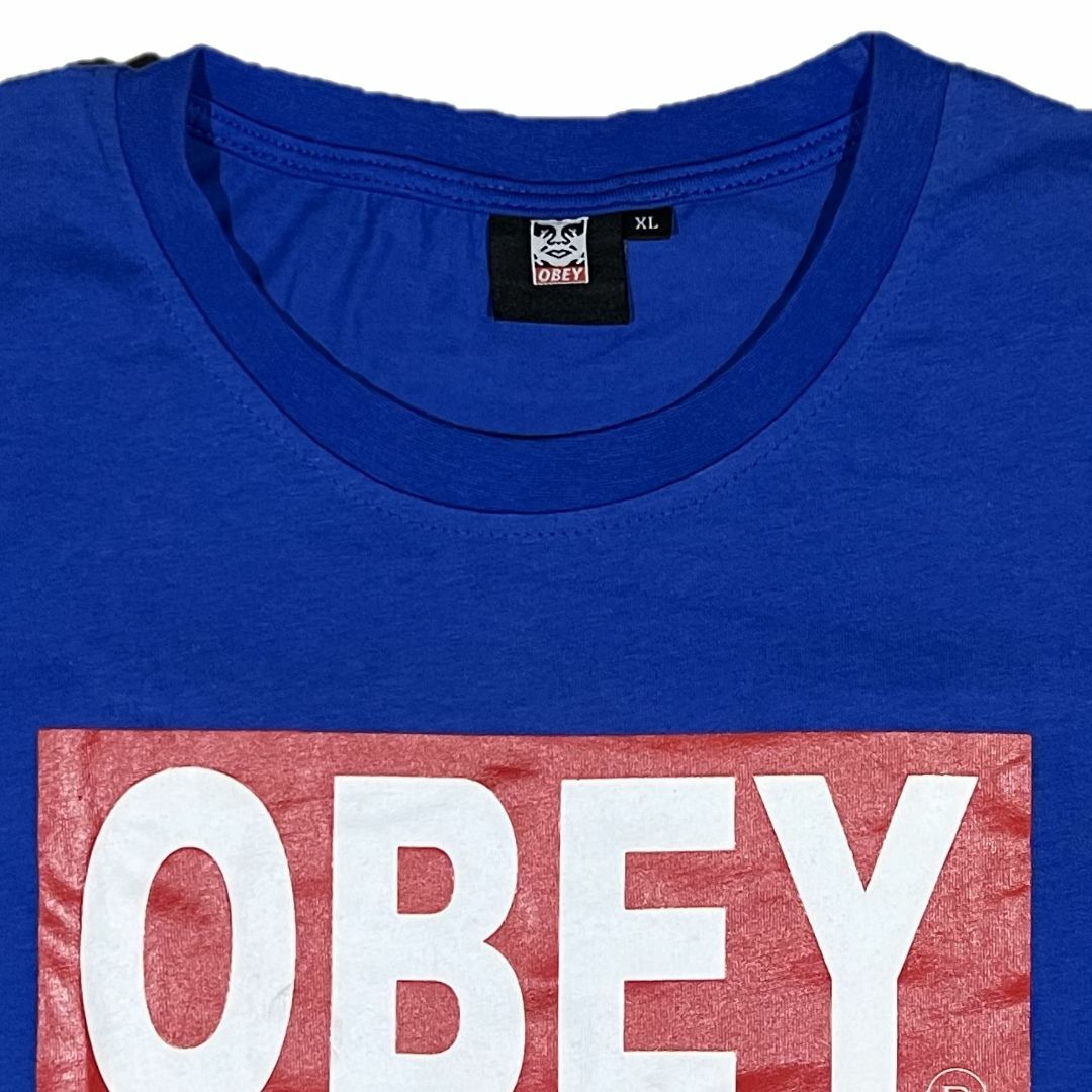 Obey オベイ ブランドロゴ 長袖 Tシャツ ブルー XL