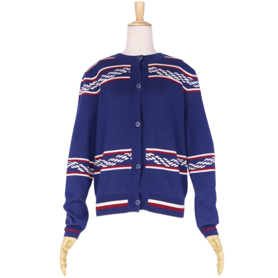 極美品 エルメス HERMES ニット カーディガン 23SS Canoe Chaine d'Ancre カヌーアンカーチェーン セリエボタン カシミヤ シルク トップス レディース 38(M相当) ネイビー/ホワイト/レッド 極美品 エルメス HERMES ニット カーディガン 23SS Canoe Chaine d'Ancre カヌーアンカーチェーン セリエボタン カシミヤ シルク トップス レディース 38(M相当) ネイビー/ホワイト/レッド