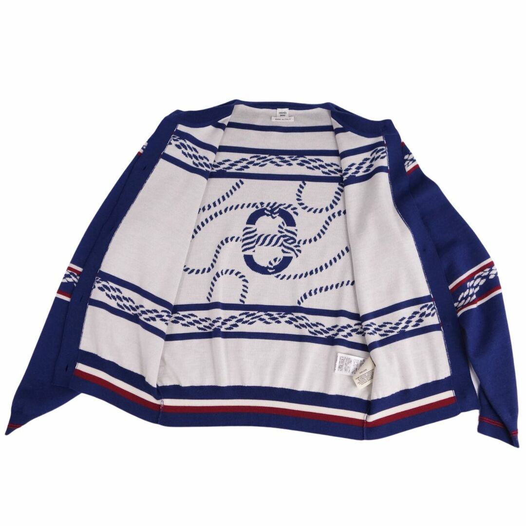 極美品 エルメス HERMES ニット カーディガン 23SS Canoe Chaine d'Ancre カヌーアンカーチェーン セリエボタン カシミヤ シルク トップス レディース 38(M相当) ネイビー/ホワイト/レッド 極美品 エルメス HERMES ニット カーディガン 23SS Canoe Chaine d'Ancre カヌーアンカーチェーン セリエボタン カシミヤ シルク トップス レディース 38(M相当) ネイビー/ホワイト/レッド