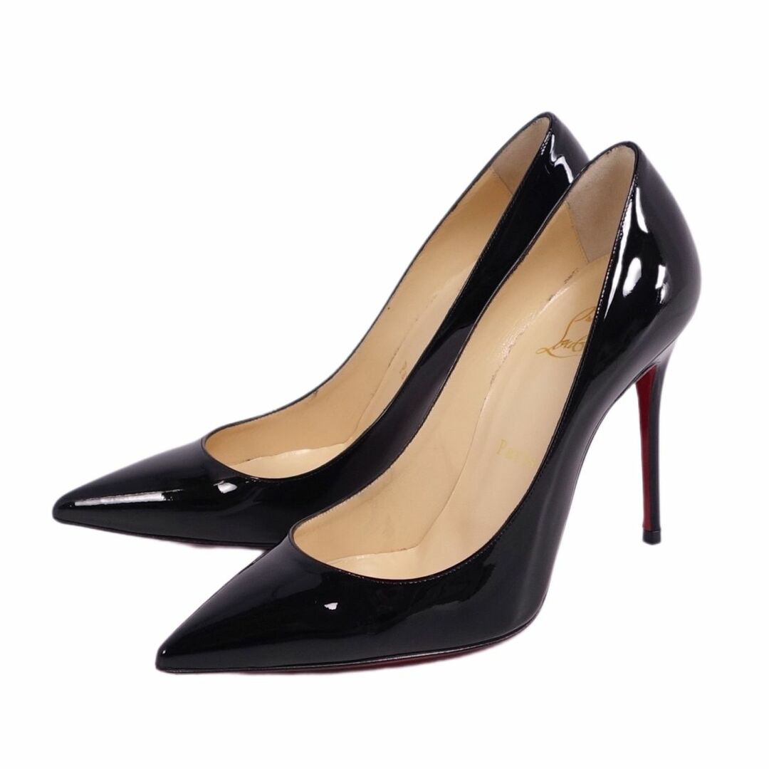 美品 クリスチャンルブタン Christian Louboutin パンプス ヒール ポインテッドトゥ パテントレザー シューズ レディース  36.5(23.5cm相当) ブラック