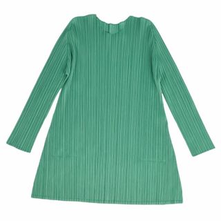 プリーツプリーズイッセイミヤケ(PLEATS PLEASE ISSEY MIYAKE)の美品 プリーツプリーズ イッセイミヤケ PLEATS PLEASE シャツ ブラウス チュニック ロングスリーブ プリーツ トップス レディース 3(L相当) グリーン(シャツ/ブラウス(長袖/七分))