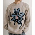 【GREIGE】『ユニセックス』ポップアートフラワージャガードセーター