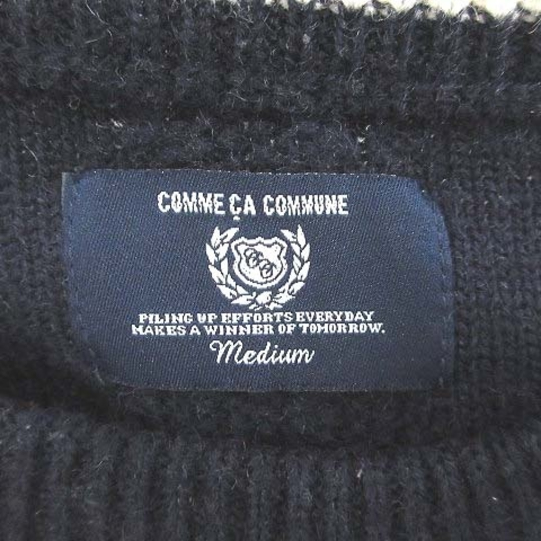 COMME CA COMMUNE(コムサコミューン)のコムサコミューン ケーブルニット セーター 長袖 切替 ボーダー M 紺 ■MO メンズのトップス(ニット/セーター)の商品写真