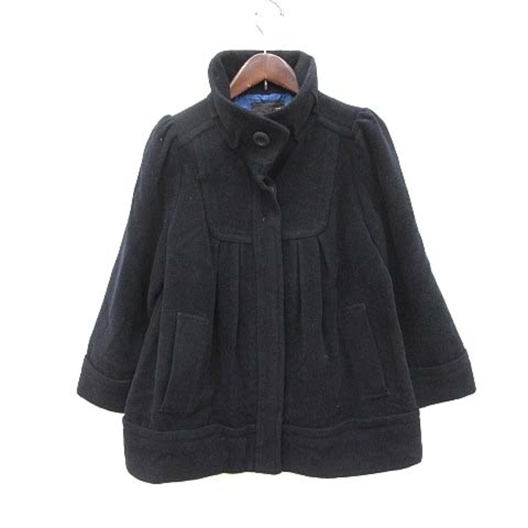 ATSURO TAYAMA(アツロウタヤマ)のアツロウタヤマ ATS コート ショート丈 スタンドカラー フレア袖 36 紺 レディースのジャケット/アウター(その他)の商品写真