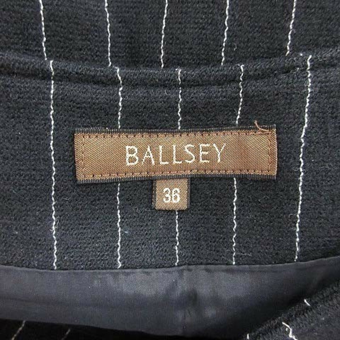 Ballsey(ボールジィ)のボールジー タイトスカート ひざ丈 ストライプ ニット ウール 36 黒 ■MO レディースのスカート(ひざ丈スカート)の商品写真