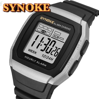 新品 SYNOKE スポーツデジタルウォッチ メンズ腕時計 ブラック＆グレー(腕時計(デジタル))