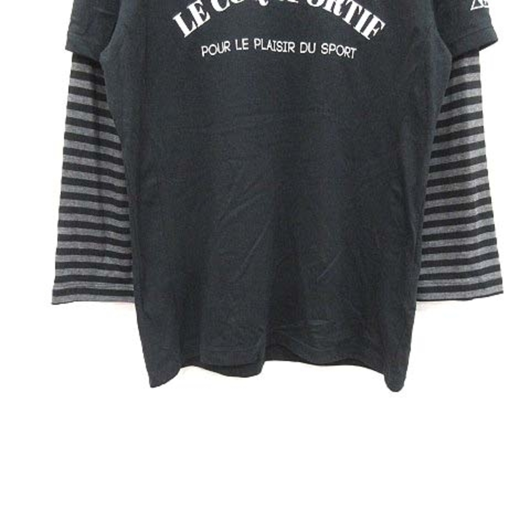 le coq sportif(ルコックスポルティフ)のルコックスポルティフ Tシャツ 長袖 ロゴプリント ボーダー 黒 ■MO レディースのトップス(Tシャツ(長袖/七分))の商品写真