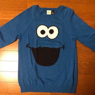 セサミストリート(SESAME STREET)の美品☆セサミストリート・ニット セーター・S-M・ブルー・ゆったり☆可愛い☆(ニット/セーター)