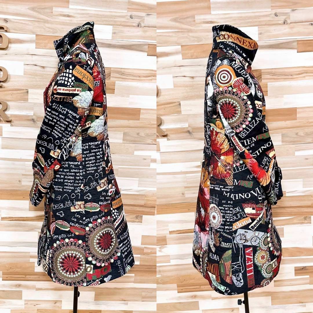 DESIGUAL   デシグアルジャガード織 総柄 コート 花柄 英字 ロゴ M