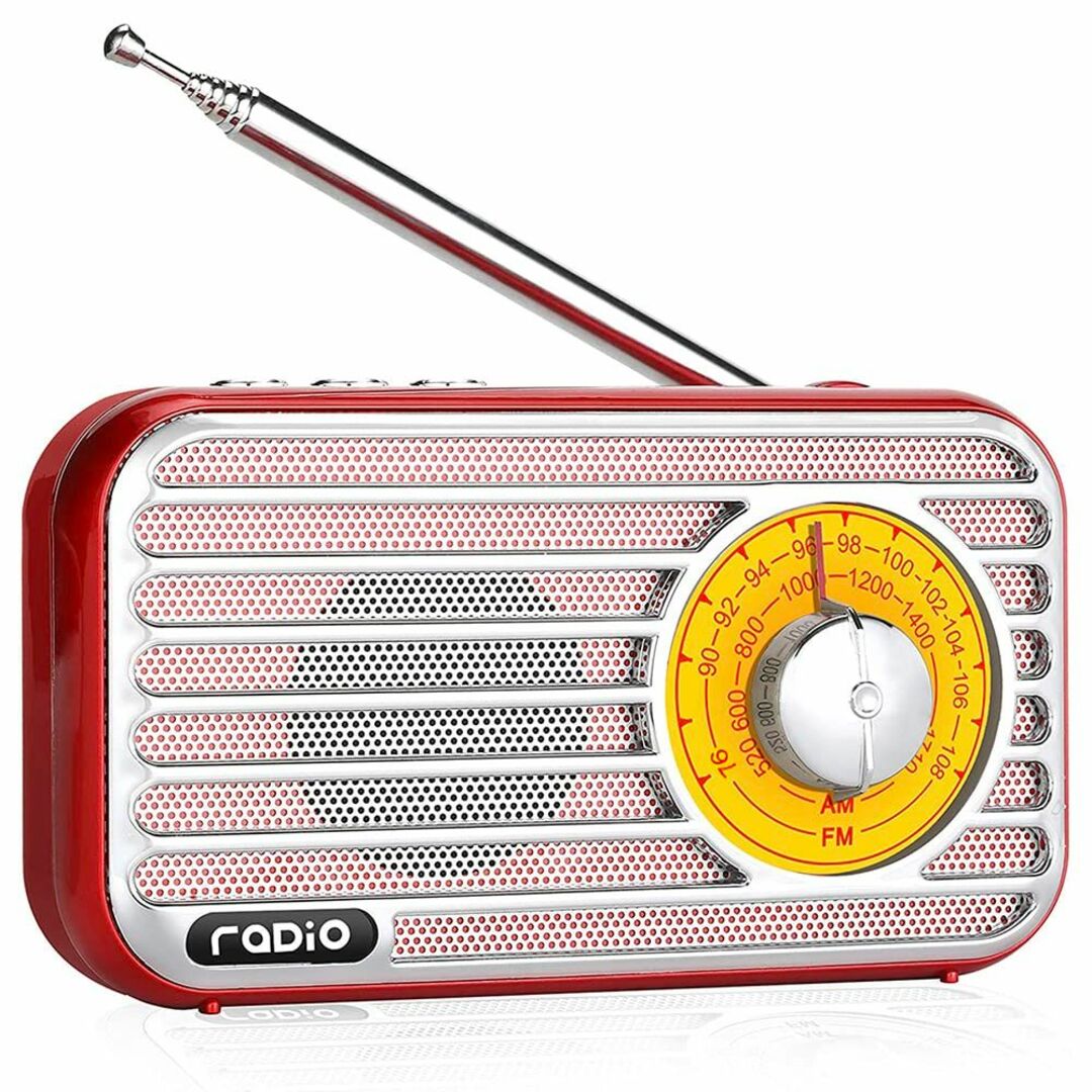 スマホ/家電/カメラ【カラー: レッド】携帯ラジオ FM AM, ポータブル ラジオワイド ステレオ
