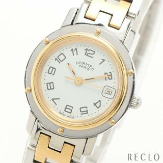 エルメス(Hermes)のクリッパー レディース 腕時計 クオーツ SS GP シルバー ゴールド ホワイト文字盤(腕時計)