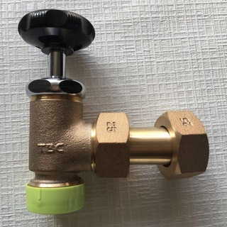 タブチ製 デル止水栓 縦型 丸ハンドル付 呼25径 商品コード24180300(その他)