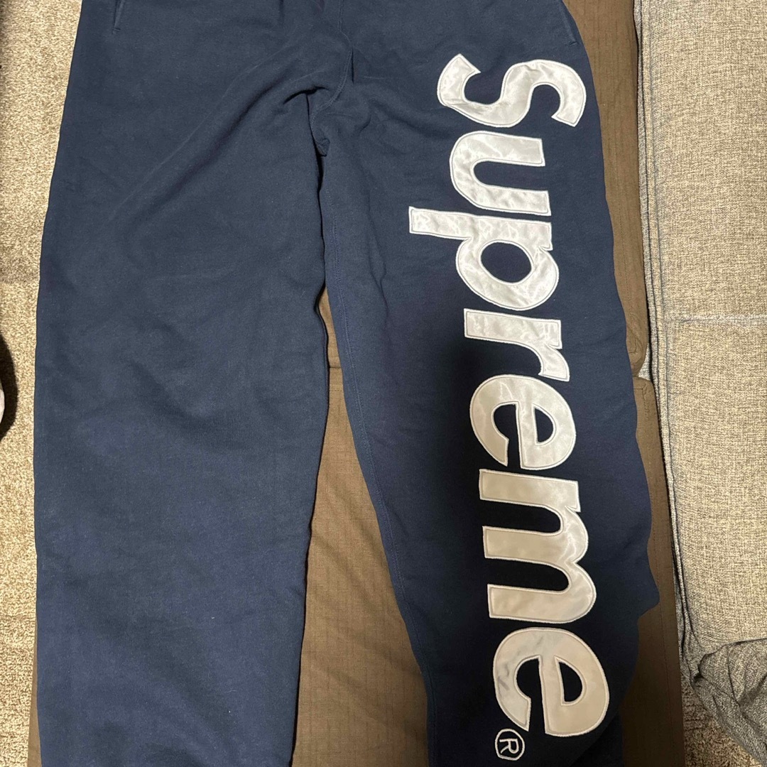 シュプリーム　Satin Applique Sweatpant Navy