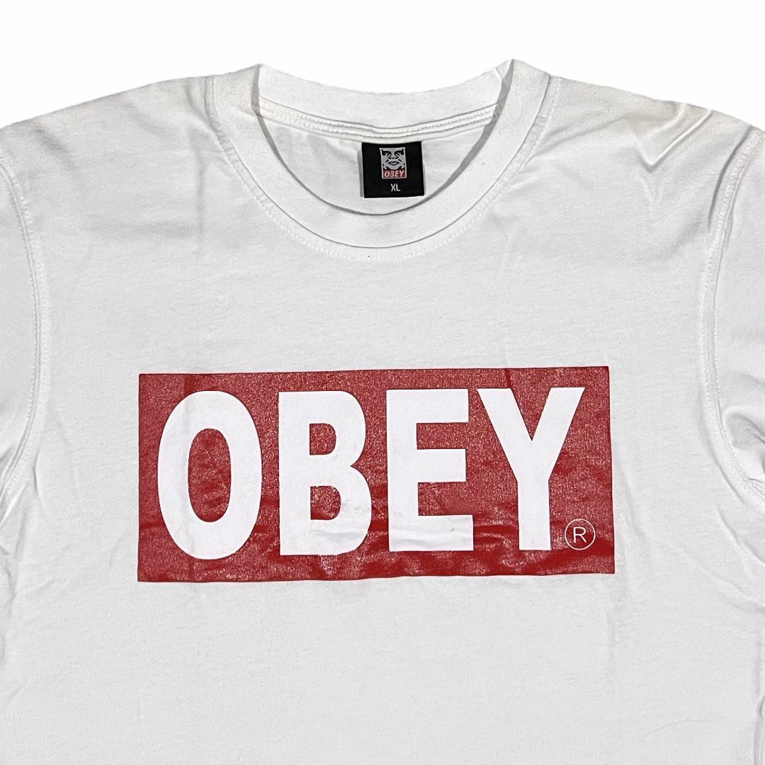 Obey オベイ ブランドロゴ 長袖 Tシャツ ホワイト XL