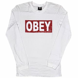 オベイ(OBEY)のObey オベイ ブランドロゴ 長袖 Tシャツ ホワイト XL(Tシャツ/カットソー(七分/長袖))