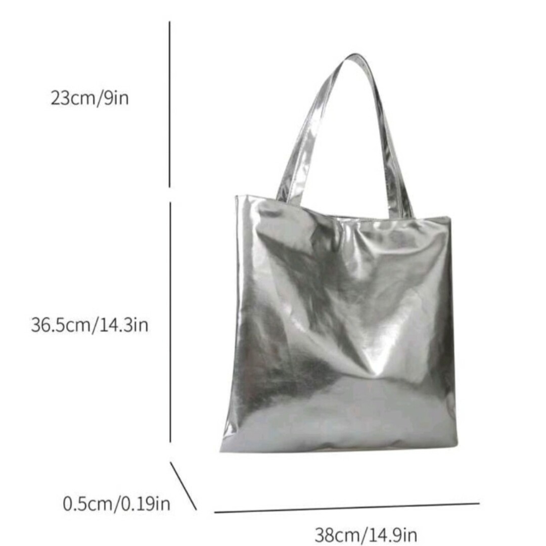 トートバッグ 大きめ オシャレレディース  マザーズバッグ 肩掛け シルバー レディースのバッグ(トートバッグ)の商品写真