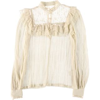 ガニーサックス(GUNNE SAX)の古着 70年代 ガンネサックス GUNNE SAX 長袖 シースルー スタンドカラーブラウス レディースS ヴィンテージ /eaa386721(シャツ/ブラウス(長袖/七分))