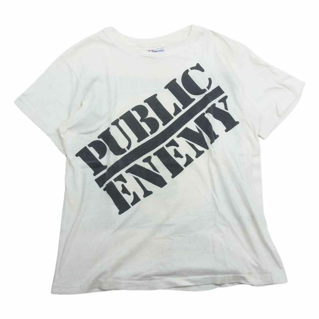 ヘインズ Hanes 80s vintage ヴィンテージ PUBLIC ENEMY パブリックエネミー プリント Tシャツ ホワイト系 M