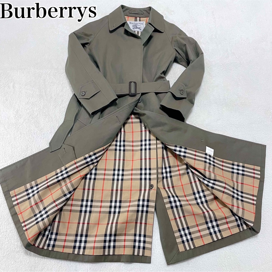 Burberrys ステンカラーコート ベルト付き ノバチェック グリーン Burberrys ステンカラーコート ベルト付き ノバチェック グリーン