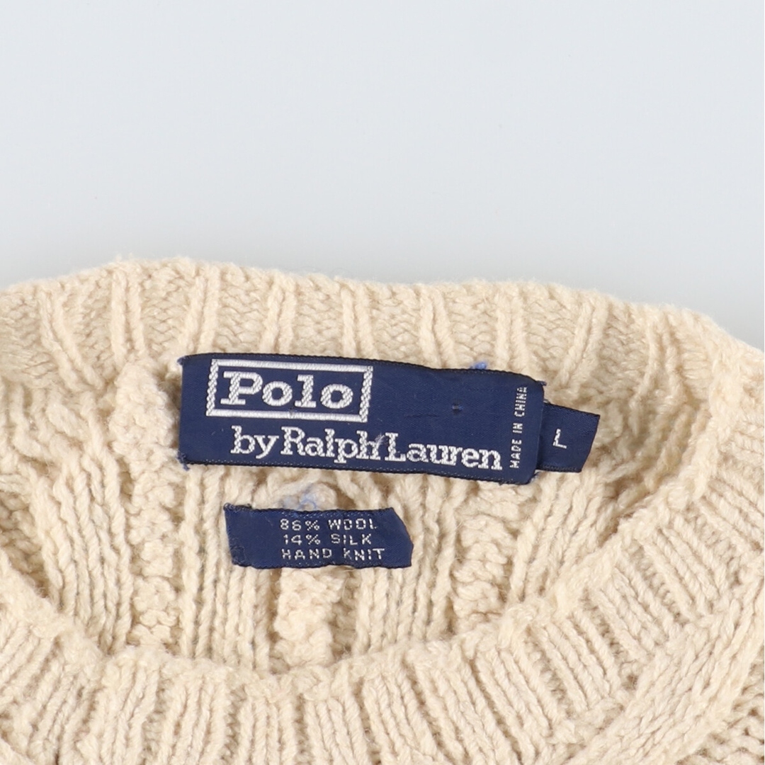 Ralph Lauren(ラルフローレン)の古着 ラルフローレン Ralph Lauren POLO by Ralph Lauren HAND KNIT ハンドニット フィッシャーマン アランニットセーター メンズL /eaa385928 メンズのトップス(ニット/セーター)の商品写真