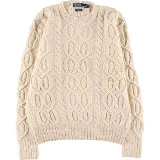 ラルフローレン(Ralph Lauren)の古着 ラルフローレン Ralph Lauren POLO by Ralph Lauren HAND KNIT ハンドニット フィッシャーマン アランニットセーター メンズL /eaa385928(ニット/セーター)