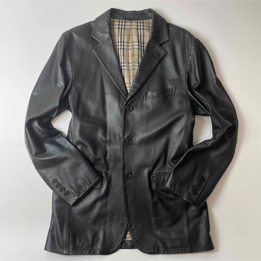 BURBERRY BLACK LABEL(バーバリーブラックレーベル)の【極美品】バーバリー ブラックレーベル ジャケット ラムレザー テーラード メンズのジャケット/アウター(レザージャケット)の商品写真