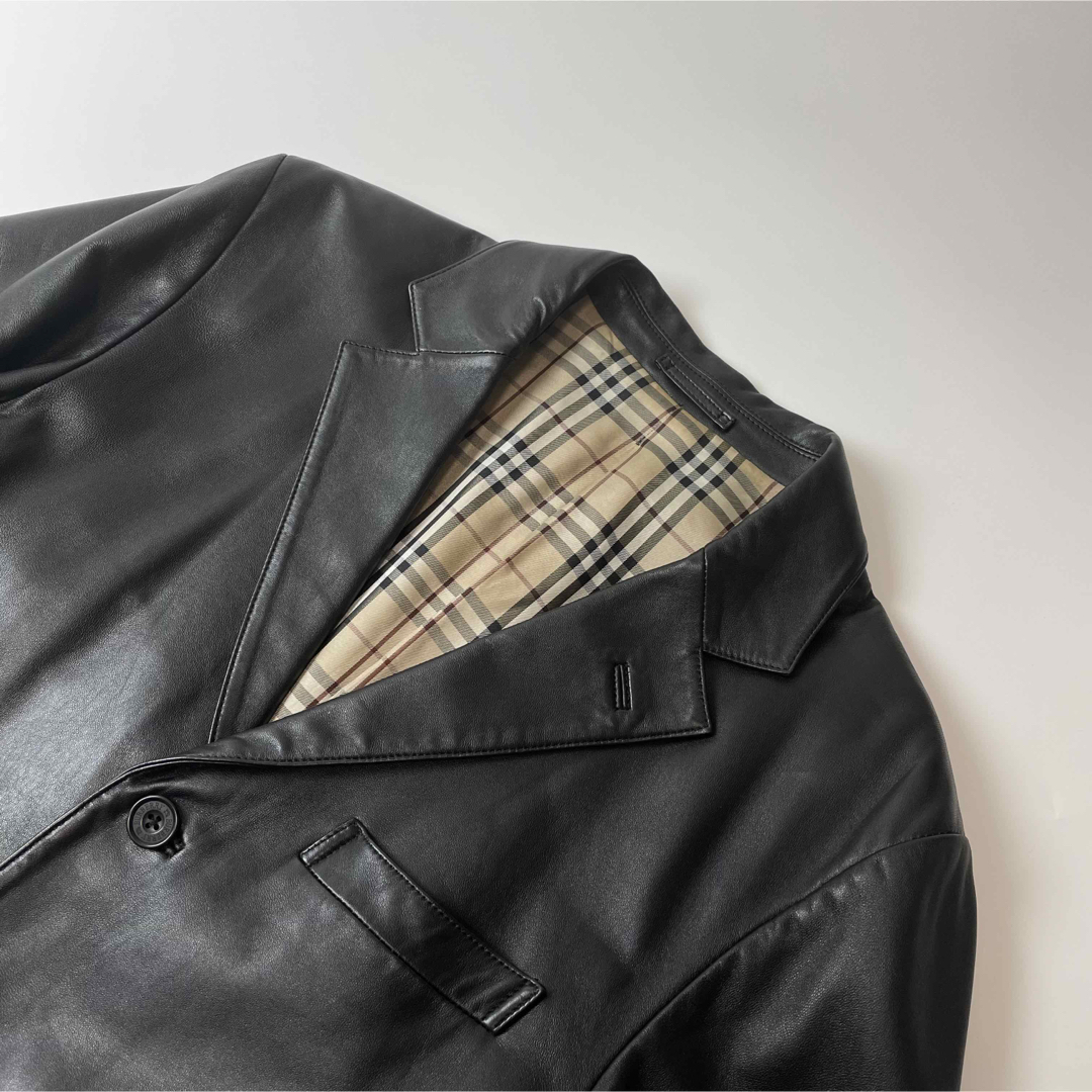 BURBERRY BLACK LABEL(バーバリーブラックレーベル)の【極美品】バーバリー ブラックレーベル ジャケット ラムレザー テーラード メンズのジャケット/アウター(レザージャケット)の商品写真