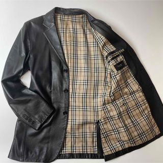 バーバリーブラックレーベル(BURBERRY BLACK LABEL)の【極美品】バーバリー ブラックレーベル ジャケット ラムレザー テーラード(レザージャケット)