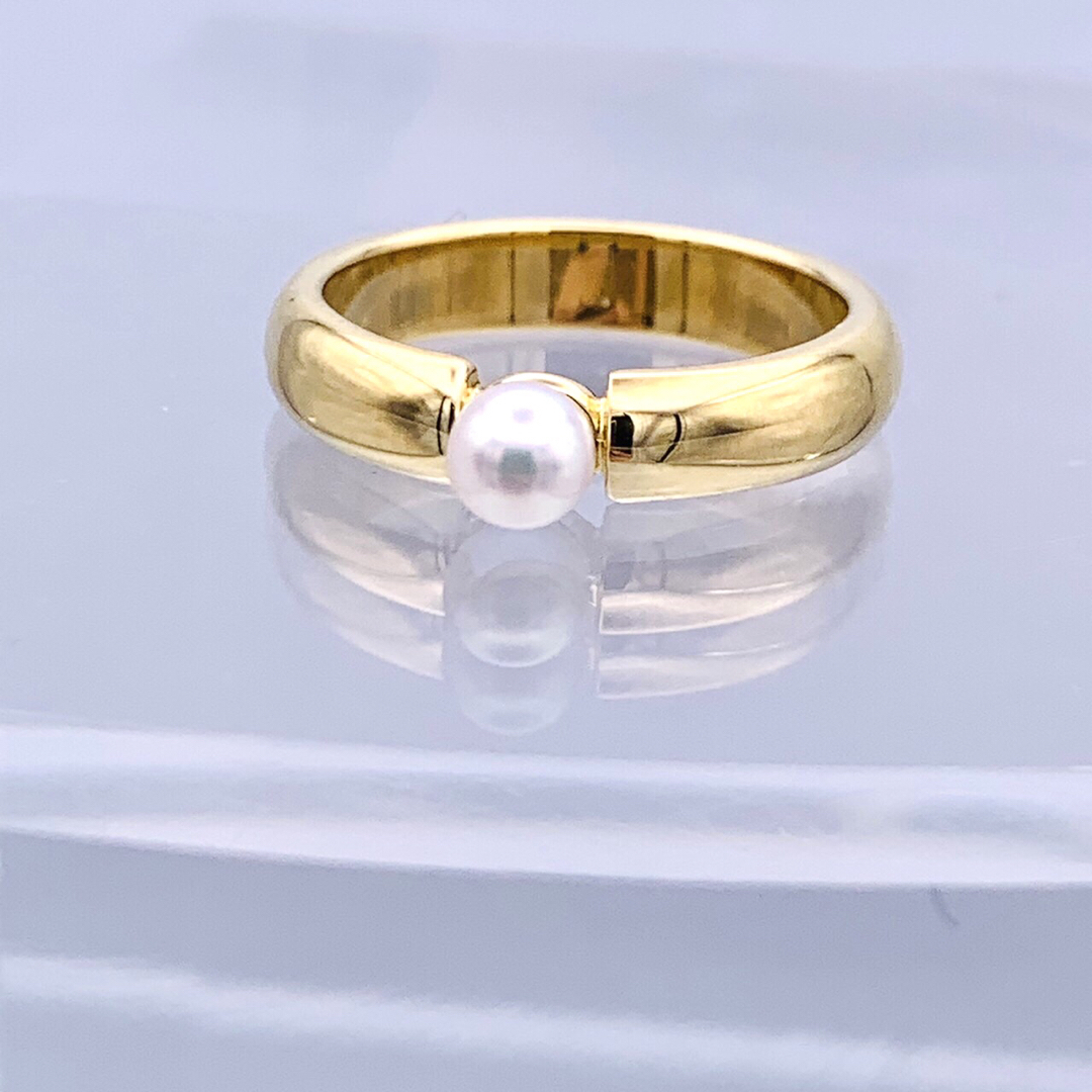 極美品 MIKIMOTO ミキモト K18 ひと粒 アコヤ真珠 パール リング
