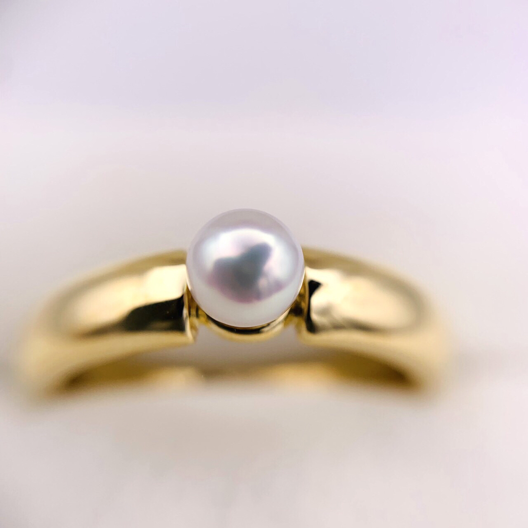 極美品 MIKIMOTO ミキモト K18 ひと粒 アコヤ真珠 パール リング