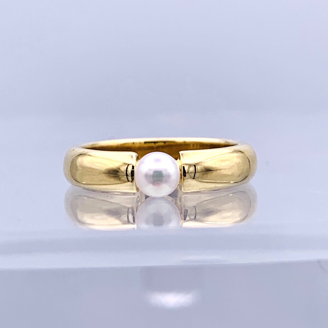極美品 MIKIMOTO ミキモト K18 ひと粒 アコヤ真珠 パール リング