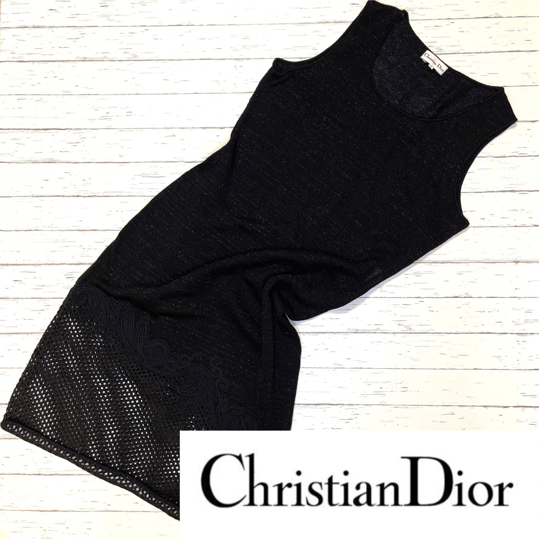 Christian Dior(クリスチャンディオール)の美品【Christian Dior】クリスチャンディオール　メッシュ　ワンピース レディースのワンピース(ひざ丈ワンピース)の商品写真