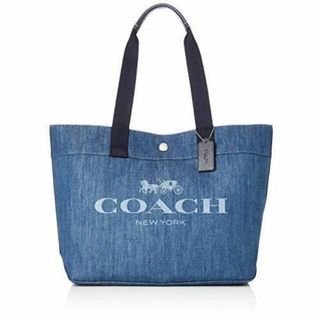 新品　未使用COACHキャンバスヘリテージストライプショルダーバック　白✖️ブルー