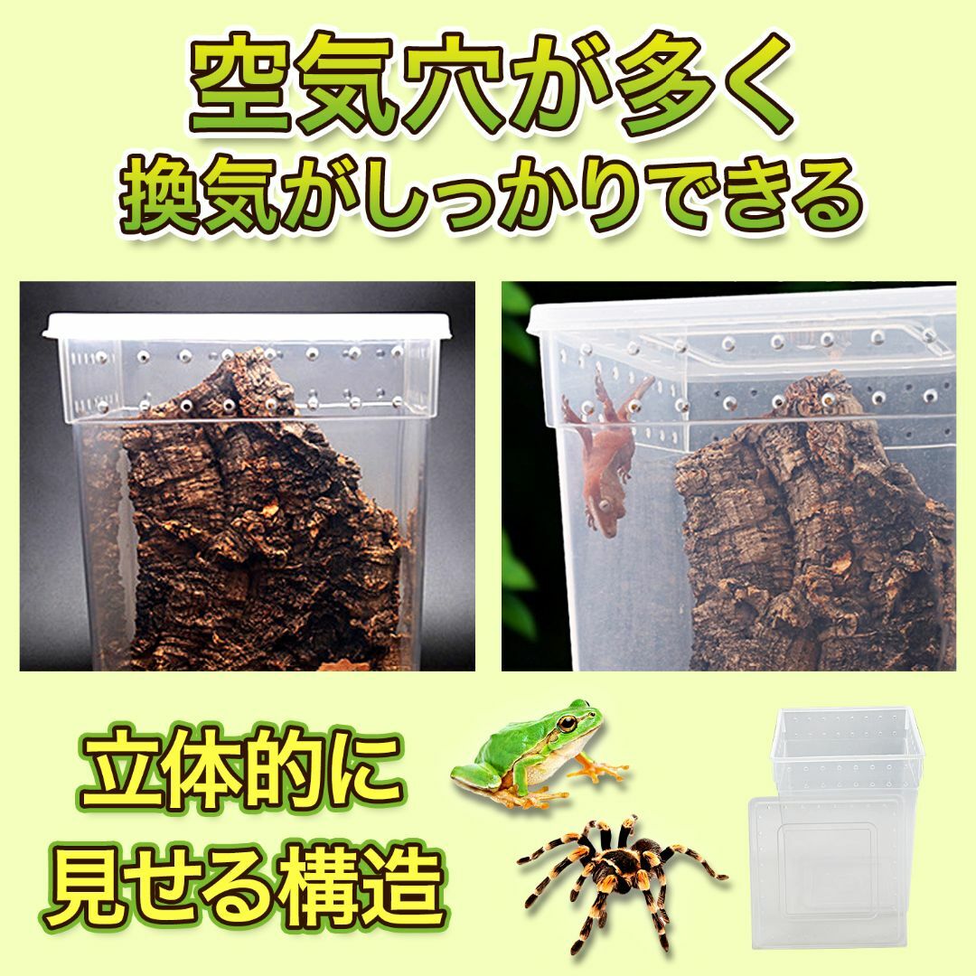 爬虫類昆虫類飼育 プラスチックケース 縦置 エサ皿設置可能 クリア 10個セット その他のペット用品(爬虫類/両生類用品)の商品写真