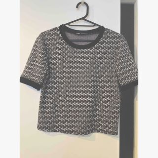 ザラ(ZARA)のZARA 半袖カットソー Tシャツ 幾何学柄 ジオメトリック ブラック M(カットソー(半袖/袖なし))