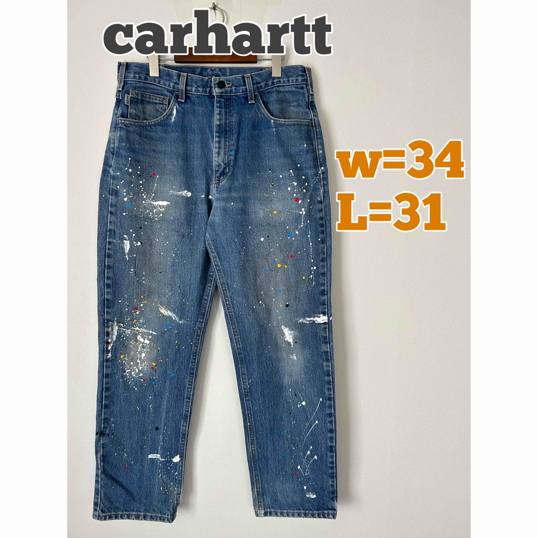 carhartt(カーハート)のcarhartt カーハート　ペイントデニム　ペイントジーンズ　デニムパンツ メンズのパンツ(デニム/ジーンズ)の商品写真