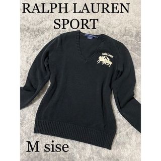 ラルフローレン(Ralph Lauren)のラルフローレンスポーツ　Vネックニット　M ビッグポニー　黒　秋冬　秋冬　冬服(ニット/セーター)