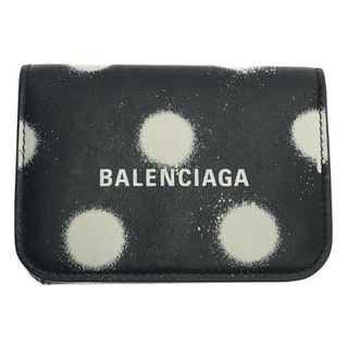 バレンシアガ(Balenciaga)の【美品】  BALENCIAGA / バレンシアガ | ドット柄 3つ折り ウォレット | ブラック/ホワイト | メンズ(長財布)