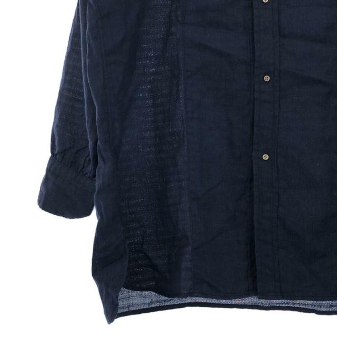 Class(クラス)のCLASS / クラス | コットン リネン 織り柄 バンドカラーシャツ | 46 | インディゴ | メンズ メンズのトップス(Tシャツ/カットソー(七分/長袖))の商品写真