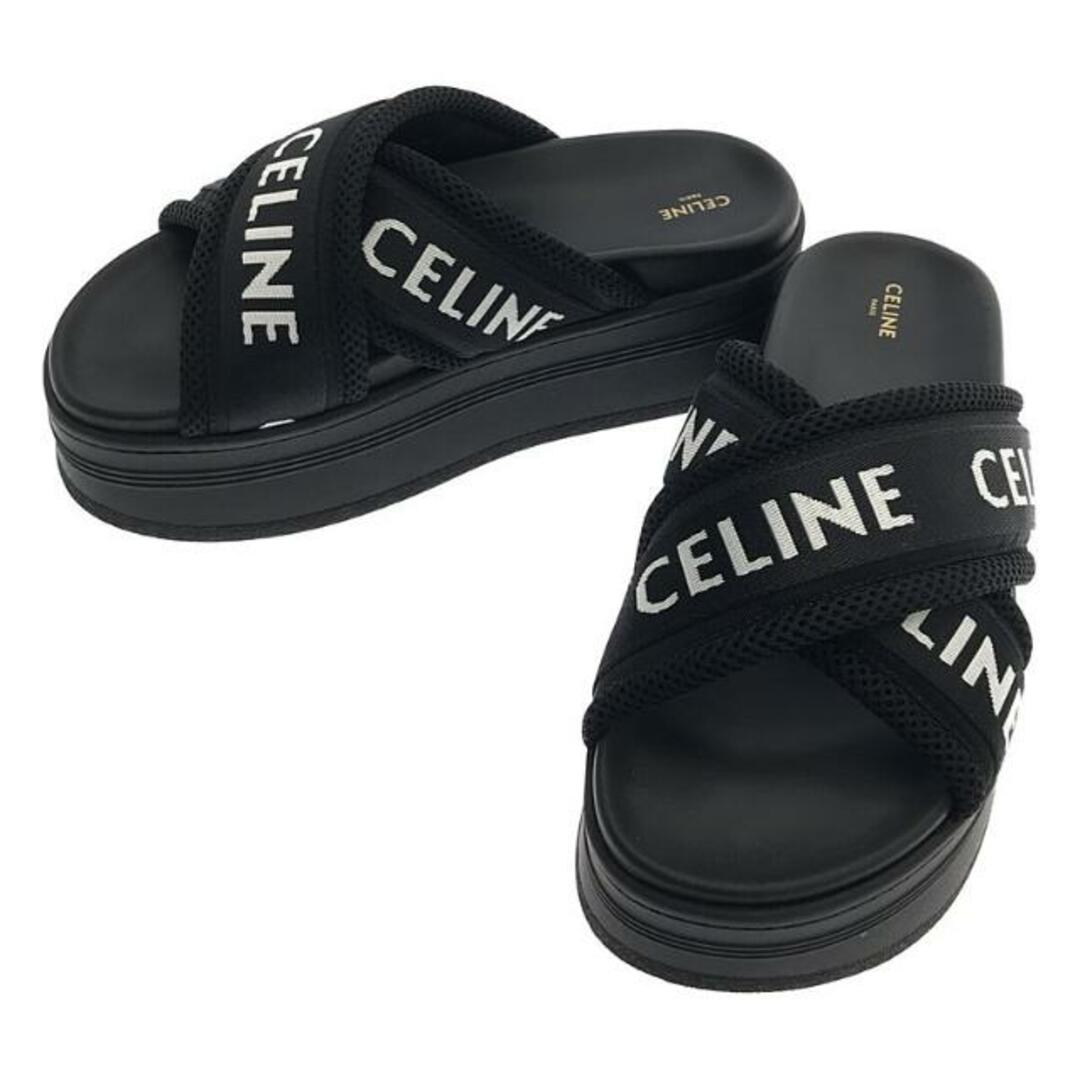 レディース【美品】  CELINE / セリーヌ | ブロック スライド サンダル / メッシュ＆CELINEジャカード | 39 | Black | レディース