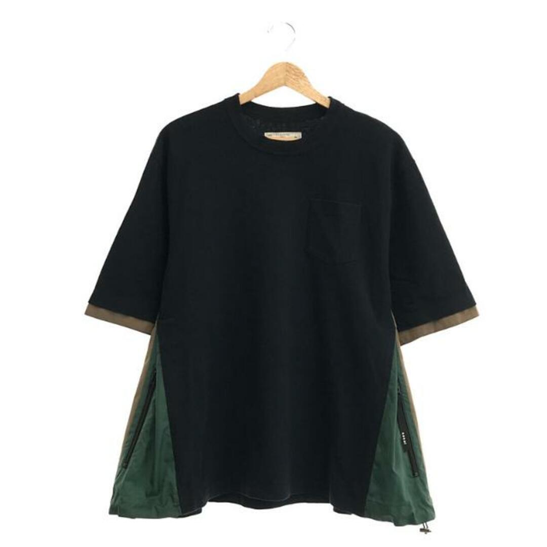 sacai(サカイ)のsacai / サカイ | 2021SS | Cotton T-Shirt / 異素材 ドッキング サイドポケット Tシャツ | 2 | ネイビー | メンズ メンズのトップス(Tシャツ/カットソー(半袖/袖なし))の商品写真