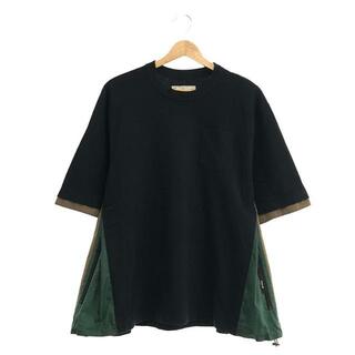 サカイ(sacai)のsacai / サカイ | 2021SS | Cotton T-Shirt / 異素材 ドッキング サイドポケット Tシャツ | 2 | ネイビー | メンズ(Tシャツ/カットソー(半袖/袖なし))